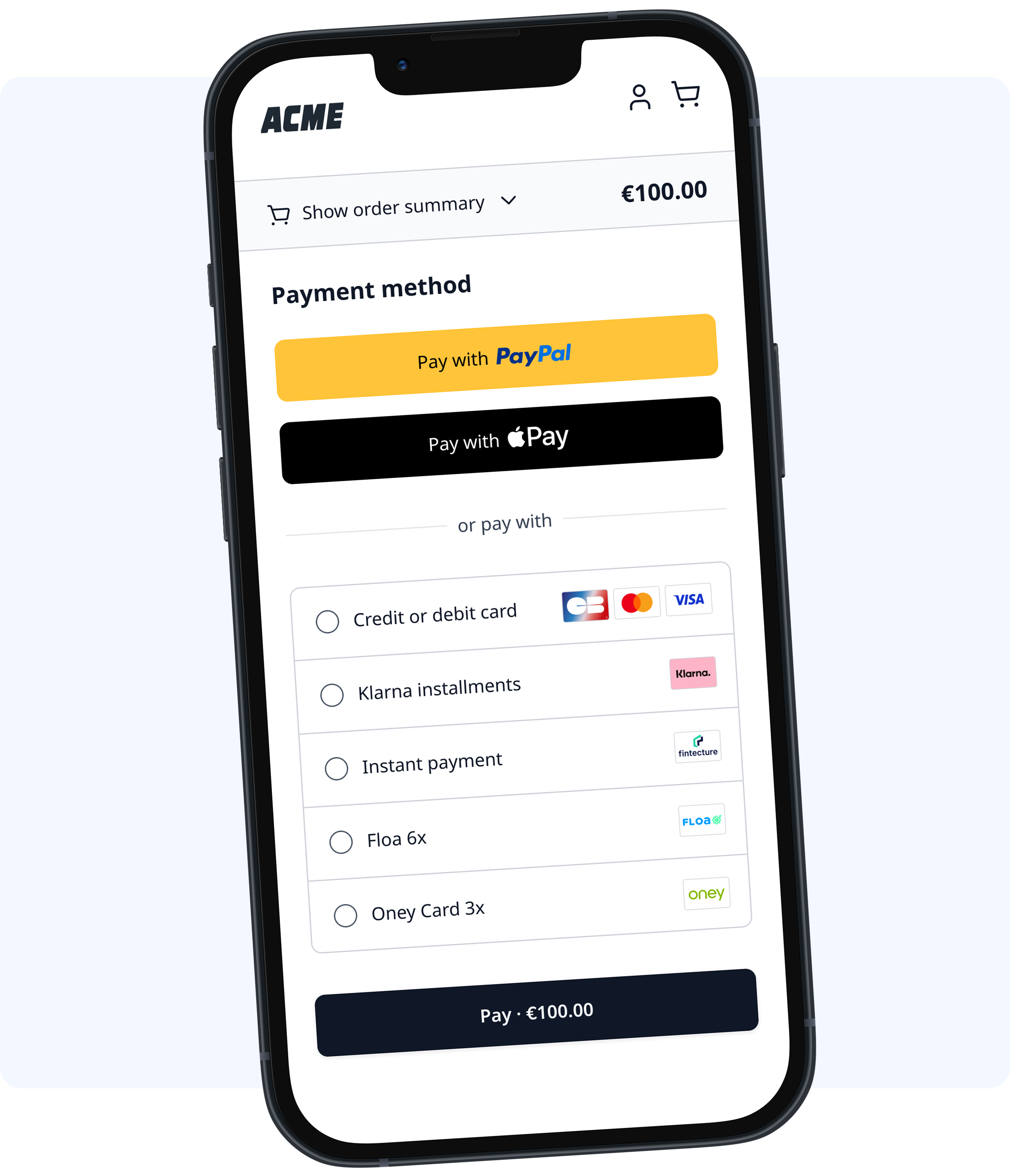 Mockup of Drop-in Checkout